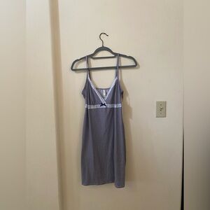 Laura Ashley Black and White Stripe Sleepwear Slip Dress Nightgown Size L NWT